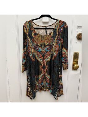 White Mark Paisley & Animal Print Women's Top Multicolor Size XL